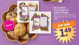 Albert Heijn AH Excellent mini-triangel of -kaiserbroodjes aanbieding