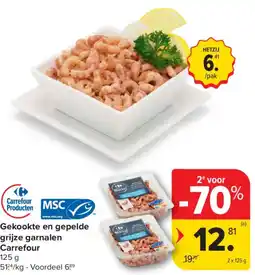 Carrefour Gekookte en gepelde grijze garnalen Carrefour aanbieding
