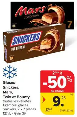Carrefour Glaces snickers, mars, twix et bounty aanbieding