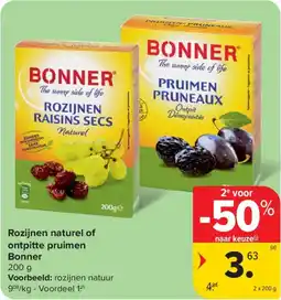 Carrefour Rozijnen naturel of ontpitte pruimen Bonner aanbieding
