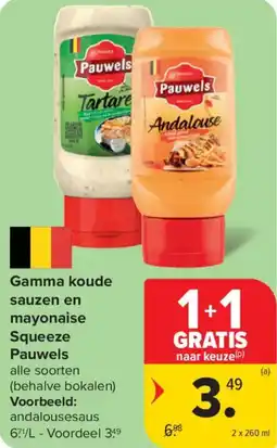 Carrefour Gamma koude sauzen en mayonaise Squeeze Pauwels aanbieding