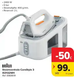 Carrefour Braun Stoomcentrale CareStyle 3 IS3132WH aanbieding