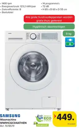 Carrefour Samsung Wasmachine WW91CGC04ATHEN aanbieding