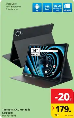 Carrefour Tablet 14 XXL met folio Logicom aanbieding