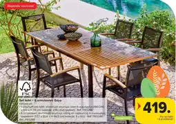 Carrefour Set Tafel + 6 Armstoelen Gaya aanbieding