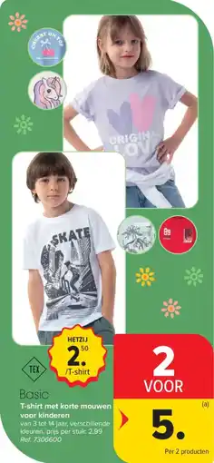 Carrefour T-shirt met korte mouwen voor kinderen aanbieding