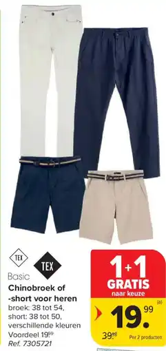 Carrefour Chinobroek of -short voor heren aanbieding