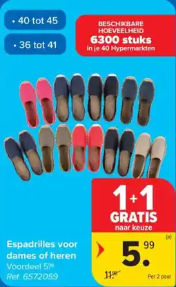 Carrefour Espadrilles voor dames of heren aanbieding
