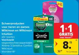 Carrefour Scheerproducten voor heren en dames Wilkinson en Wilkinson Intuition aanbieding