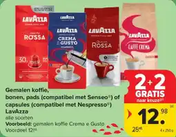 Carrefour Market Gemalen koffie, bonen, pads compatibel met Senseo of capsules compatibel met Nespresso LavAzza aanbieding