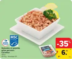 Carrefour Market Gekookte en gepelde grijze garnalen Carrefour aanbieding