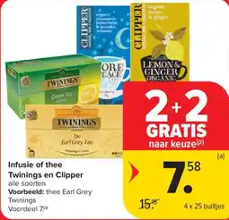 Carrefour Market Infusie of thee Twinings en Clipper aanbieding