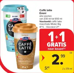 Carrefour Market Caffè latte Emmi 1+1 aanbieding