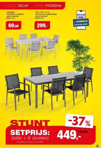 6 Stoelen Selva en Tafel Modena