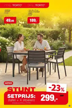 Hubo Keter 4 Stoelen + Tafel Porto aanbieding