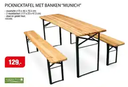 Hubo Garden Plus Picknicktafel met Banken Munich aanbieding