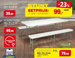 Hubo Garden Plus 2 Vouwbank + Vouwtafel aanbieding