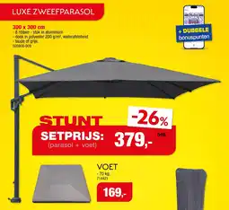 Hubo Luxe zweefparasol + Voet aanbieding