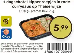 Bon Ap 1 dagschotel kippenreepjes in rode currysaus op Thaise wijze aanbieding