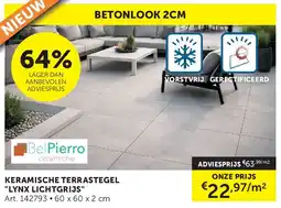 Zelfbouwmarkt KERAMISCHE TERRASTEGEL LYNX LICHTGRIJS aanbieding
