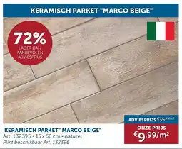 Zelfbouwmarkt KERAMISCH PARKET MARCO BEIGE aanbieding