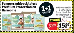Kruidvat Pampers midpack luiers Premium Protection en Harmonie aanbieding