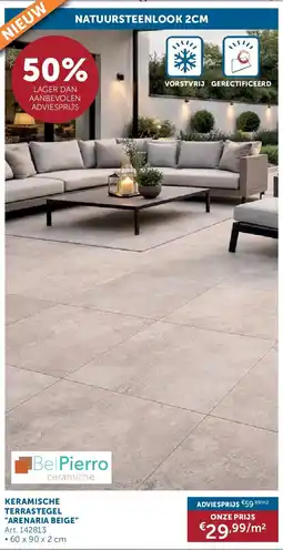 Zelfbouwmarkt KERAMISCHE TERRASTEGEL ARENARIA BEIGE aanbieding