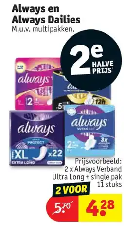 Kruidvat Always en Always Dailies aanbieding