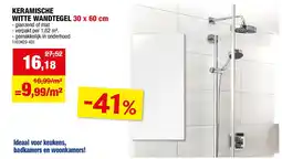 Hubo KERAMISCHE WITTE WANDTEGEL 30 x 60 cm aanbieding
