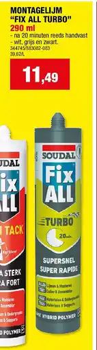 Hubo MONTAGELIJM “FIX ALL TURBO” 290 ml aanbieding