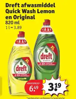 Kruidvat Dreft afwasmiddel Quick Wash Lemon en Original aanbieding
