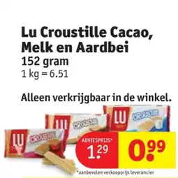 Kruidvat Lu Croustille Cacao, Melk en Aardbei aanbieding