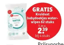 Kruidvat Kruidvat babydoekjes waterwipes 62 stuks aanbieding