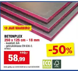 Hubo BETONPLEX 250 x 125 cm - 18 mm aanbieding