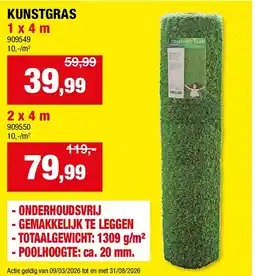 Hubo KUNSTGRAS 1 x 4 m aanbieding