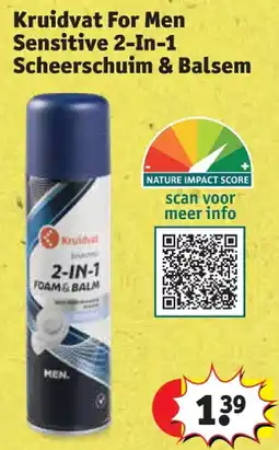 Kruidvat Kruidvat For Men Sensitive 2-In-1 Scheerschuim & Balsem aanbieding