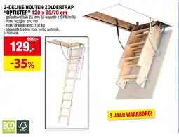 Hubo 3-DELIGE HOUTEN ZOLDERTRAP “OPTISTEP” 120 x 60/70 cm aanbieding