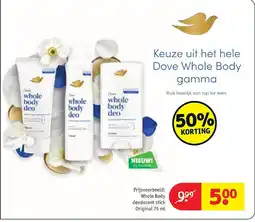 Kruidvat Whole Body deodorant stick Original 75 ml aanbieding