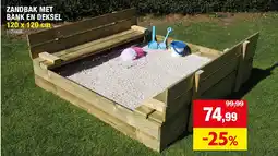 Hubo ZANDBAK MET BANK EN DEKSEL 120 x 120 cm aanbieding
