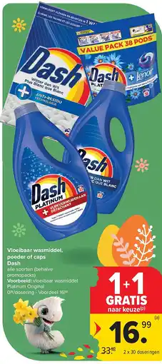 Carrefour Vloeibaar wasmiddel, poeder of caps Dash aanbieding