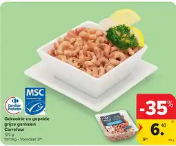 Carrefour Gekookte en gepelde grijze garnalen Carrefour aanbieding