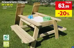 Hubo PICKNICKTAFEL/ZANDBAK 89 x 99 cm aanbieding