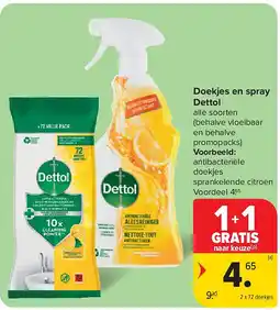 Carrefour Doekjes en spray Dettol aanbieding