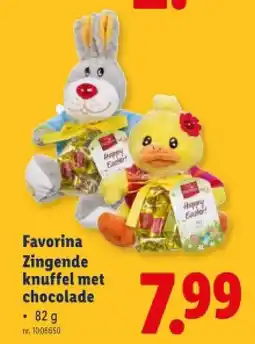Lidl Zingende knuffel met chocolade aanbieding