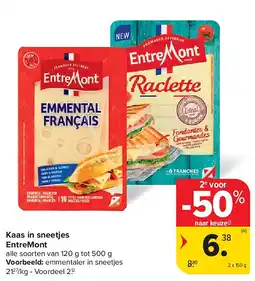 Carrefour Kaas in sneetjes EntreMont aanbieding