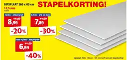 Hubo GIPSPLAAT 260 x 60 cm 12,5 mm aanbieding