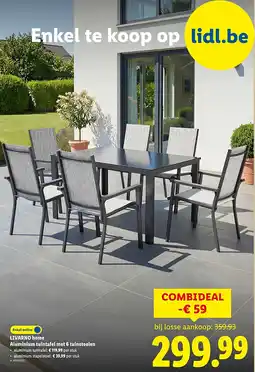 Lidl Aluminium tuintafel met 6 tuinstoelen aanbieding