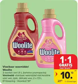Carrefour Vloeibaar wasmiddel Woolite aanbieding