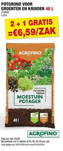 Hubo POTGROND VOOR GROENTEN EN KRUIDEN 40 L aanbieding