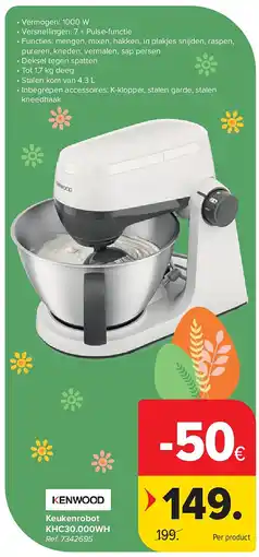 Carrefour Keukenrobot KHC30.000WH aanbieding